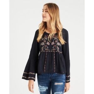AEO Boho embroidered top XS